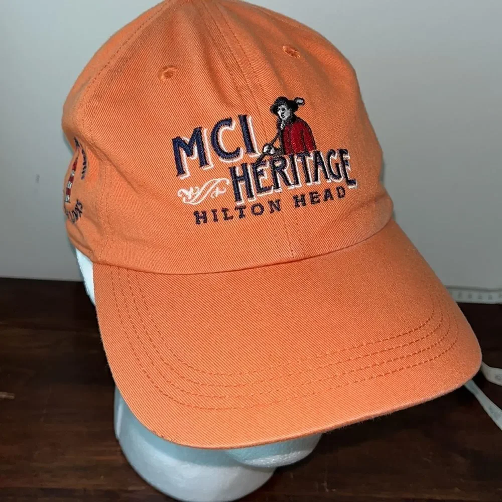 mens MCI Heritage Harbour Town golf links Sunday orange solid golf cap hat